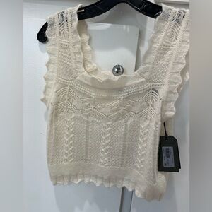 All Saints Cream Knit Top